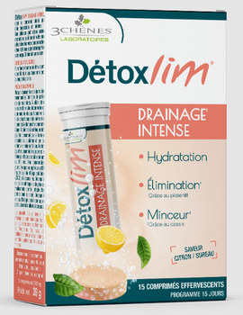 3 chènes Détoxlim Drainage Intense 15 comprimés effervescent