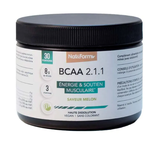 Nat&Form BCAA 2.1.1 Energie et soutien musculaire Melon - 270g