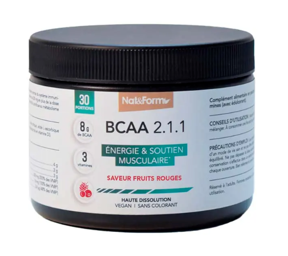 Nat&Form BCAA 2.1.1 Energie et soutien musculaire Fruits rouges - 270g