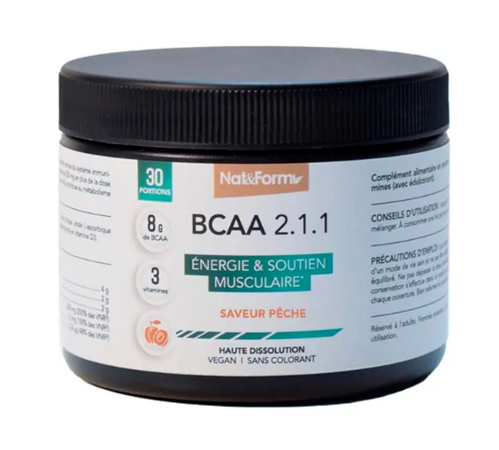 Nat&Form BCAA 2.1.1 Energie et soutien musculaire Pêche - 270g