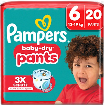 Pampers Baby-Dry Couches Culottes Bébés T6 (13-19kg) - 20 couches