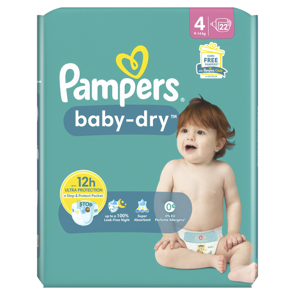 Pampers Baby-Dry Couches T4 (9-14k g) - 22 couches