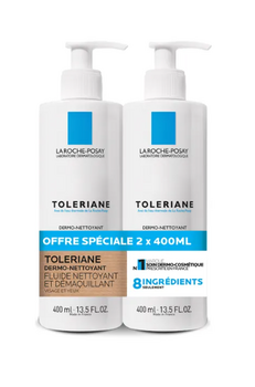 La Roche-Posay TOLERIANE - Fluide Dermo-nettoyant Démaquillant Visage et Yeux, 2x400ml