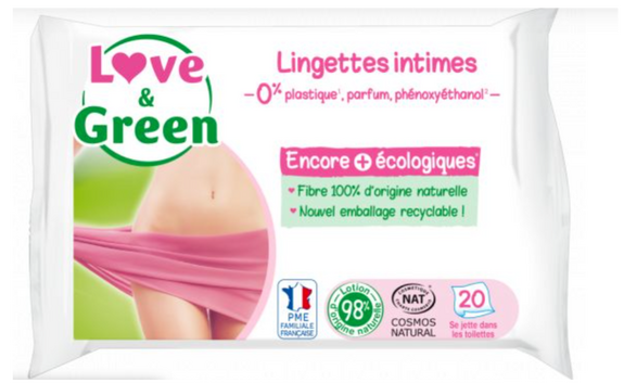 Love & Green Lingettes intimes apaisantes x20