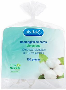 Alvita Rectangles de Coton Bio 180 pièces