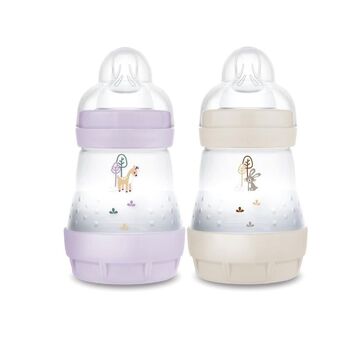 MAM 2 Biberons Easy Start 160 ml 0 Mois et + Débit 1 - Couleur : Lilas/Sable
