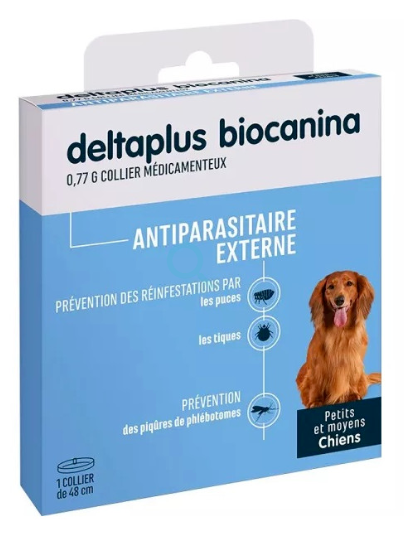 Biocanina Deltaplus 0,77g Collier médicamenteux pour petits et moyens chiens