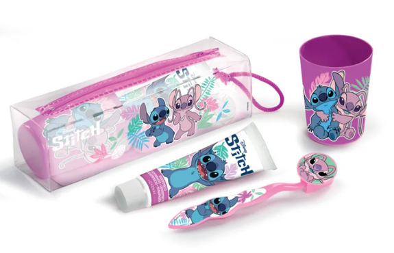 Adisphar Trousse dentifrice + brosse à dents + gobelet Stitch rose