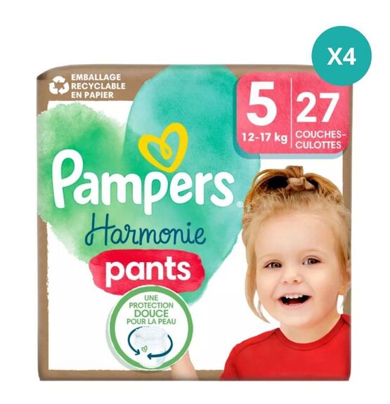 LOT DE 4 Pampers Harmonie Couches T5 (12-17kg) - 27x4 : 108 couches