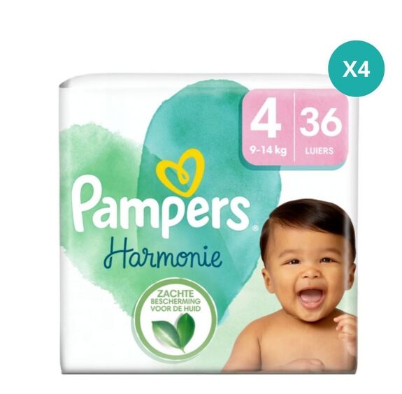 LOT DE 4 Pampers Harmonie Couches T4 (9-14kg) - 36x4 : 144 couches