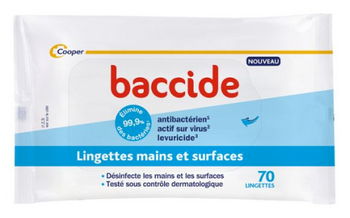 Cooper Baccide Lingettes mains et surfaces x70