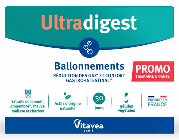 Vitavea Ultradigest Ballonnements Lot de 3 x 30 gélules