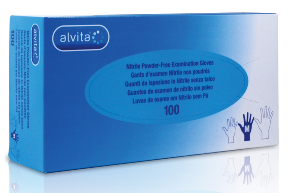 Alvita Gants d'examen nitrile non poudrés x100