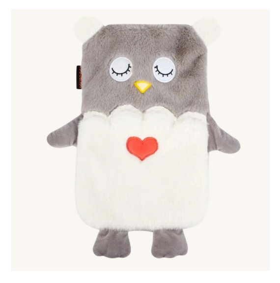 CALINDOO Bouillotte housse hibou gris