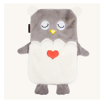 CALINDOO Bouillotte housse hibou gris