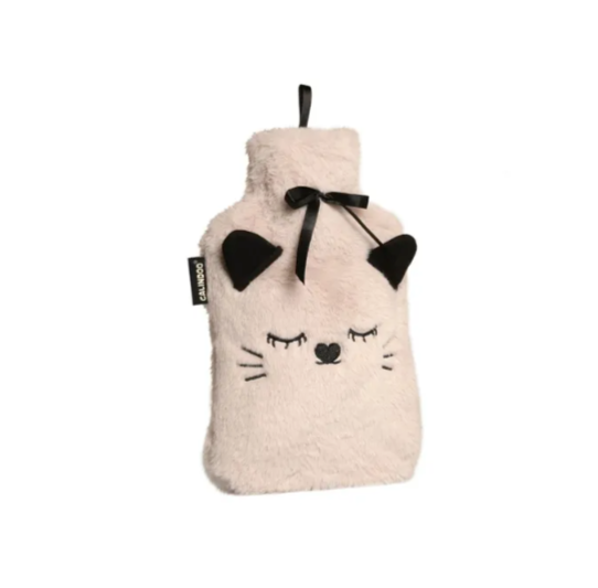 CALINDOO Bouillotte housse minou blanc