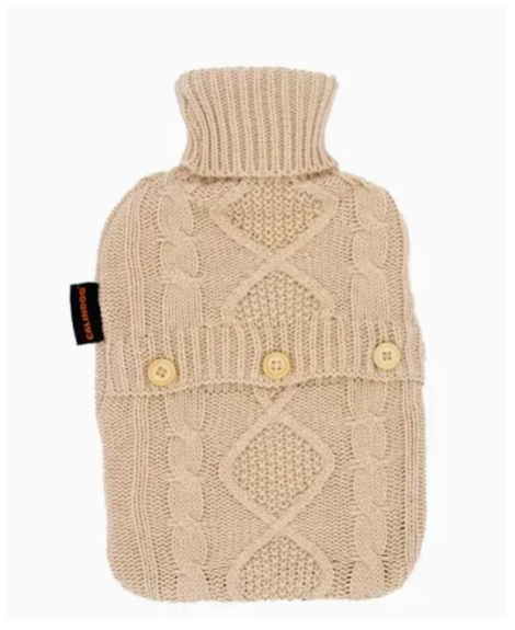 CALINDOO Bouillotte housse tricot beige