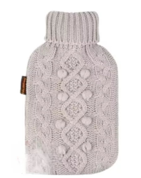 CALINDOO Bouillotte housse tricot gris