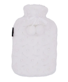 CALINDOO Bouillotte housse pompons blancs