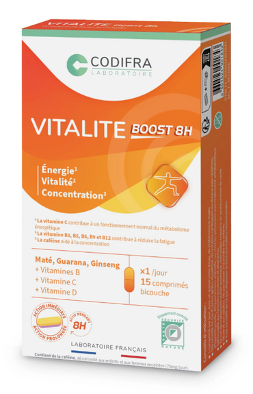 Codifra Vitalité Boost 8h 15 comprimés bicouche