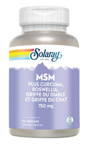 Solaray MSM Curcuma, Boswellia, Griffe du chat 90 végécaps
