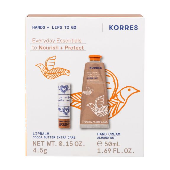 Korres coffret mains Almond nut 50ml & stick lèvres beurre de cacao 4.5g