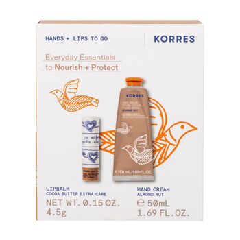 Korres coffret mains Almond nut 50ml & stick lèvres beurre de cacao 4.5g