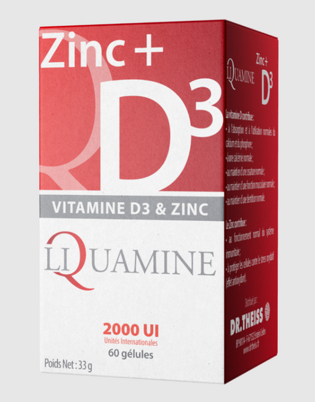 Dr Theiss - Liquamine Vitamine D3 et Zinc 60 gélules