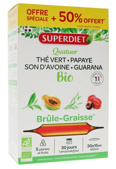 Anti gaspi 04/26 Superdiet Quatuor Brûle-Graisse Bio 30 ampoules