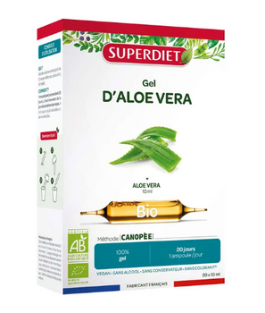 Superdiet Gel D'Aloe Vera Bio 20 Ampoules de 10ml