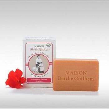 Berthe Guilhem Savon surgras bio, rose géranium 100g