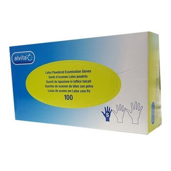 Alvita Gants d'examen Latex non poudrés S x100