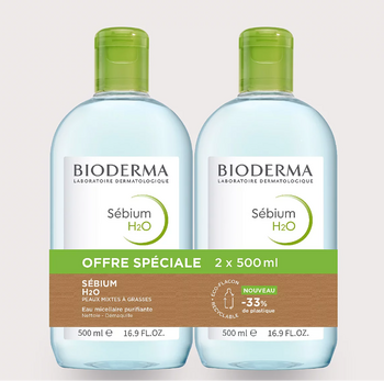 Bioderma Eau Micellaire Sébium H2O Lot de 2 x 500ml