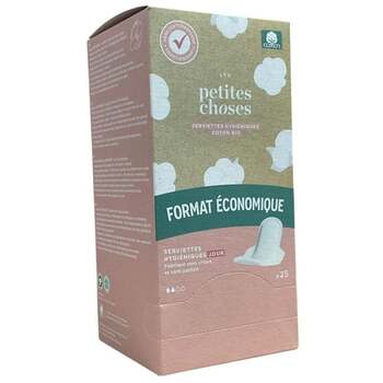 Les Petites Choses Serviettes hygiéniques de jour coton bio Pack Éco 25