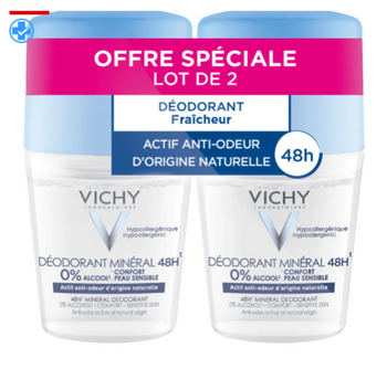 VICHY Déodorant Minéral 48H Roll-On Lot de 2 x 50 ml