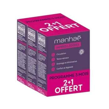 Manhaé Jambes Légères Lot de 3 x 30 gélules