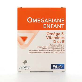 PiLeJe Omegabiane Enfant Omega 3, Vitamines D et E 27 pastilles