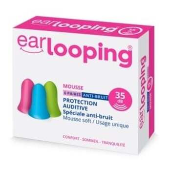 Axamed Bouchons d'oreilles mousse EARLOOPING 6 paires