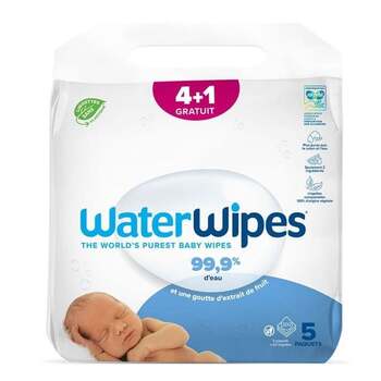 WaterWipes Lingettes compostables pour bébé 4x60 + 1 sachet offert