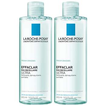 La Roche-Posay Eau Micellaire Effaclar Peaux Grasses Tendance Acnéique Lot de 2 x 400ml