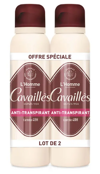 Cavaillès Déodorant Anti-Transpirant Homme 48h Spray Lot de 2 x 150 ml