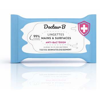 Docteur B Lingettes de poche Mains & Surfaces 15 unités