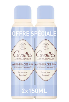 Cavaillès Déodorant Anti-transpirant anti-traces 48h Spray 2 x 150 ml