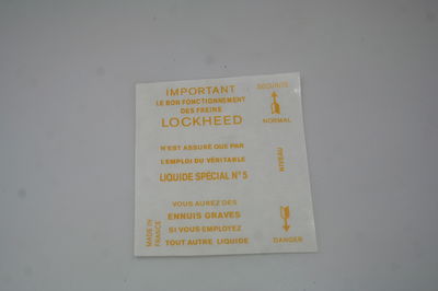 brake fluid tank tag Lockheed