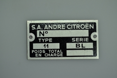 plaque n° serie 11BL (fab.pat2d prix en baisse)