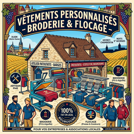 PATOUTATIS : Votre Atelier de Broderie et Flocage Vêtements à Dijon (21)