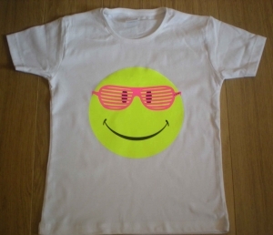 T-shirt femme manches courtes - Smiley néon fluo lunettes - 12624