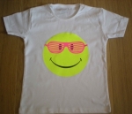 T-shirt femme manches courtes - Smiley néon fluo lunettes - 12624