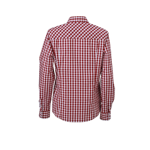 chemisier chemise manches longues FEMME carreaux vichy JN616 - bordeau ( rouge )