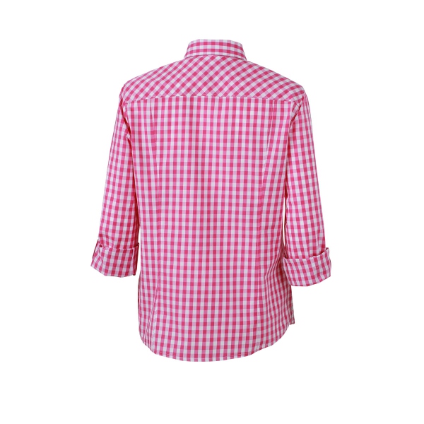 chemisier manches longues à carreaux - JN637 - FEMME - rose pourpre et blanc